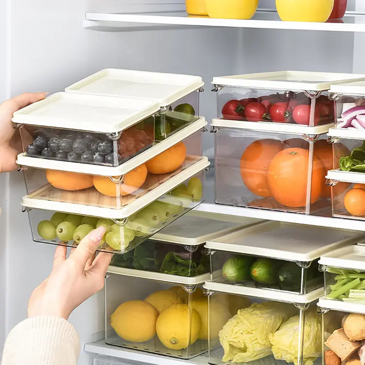 BPA ücretsiz buzdolabı meyve organizatör meyve saklama kabı kovaları istiflenebilir gıda depolama organizatörler ve depolama için mutfak