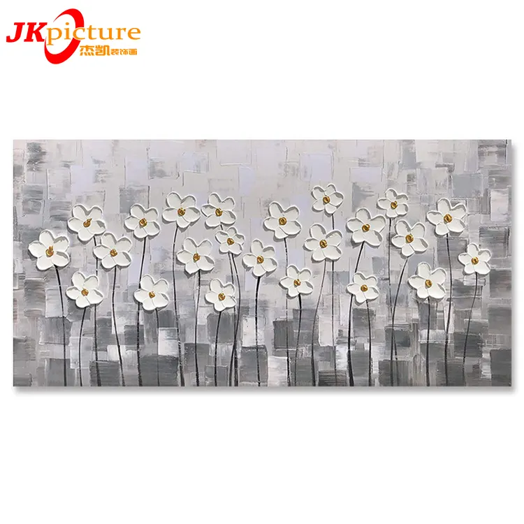 Living Room Home Decor Picture Large White Floral Artwork 100% Hand Painted knife flower art oil painting canvas