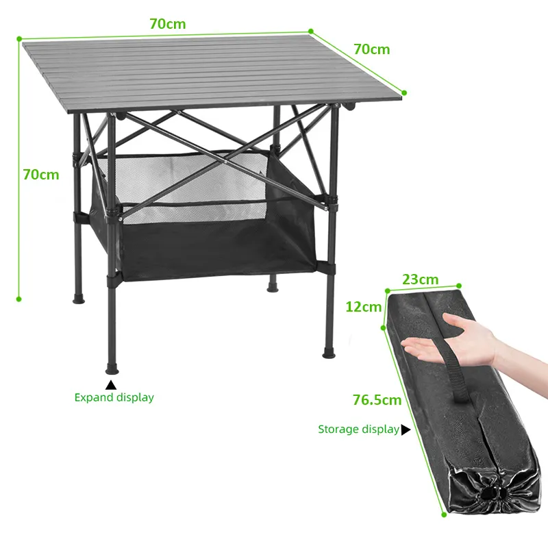 Outdoor Folding Aluminum Booth Table Portable Camping Egg Roll Backpack Table Picnic Barbecue Table