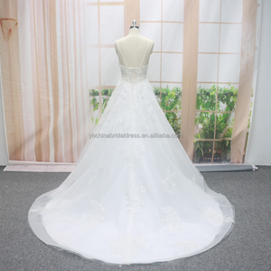 Mới đến hiện đại Công Chúa Váy cưới với ren mô hình và đầy đủ đính cườm bóng áo choàng Train chapel Train phong cách - Product Image 4