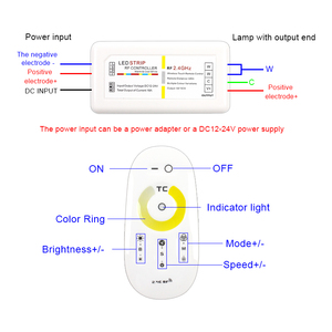 DC12V/24V Wireless RF <strong>LED</strong> Strip Light <strong>Controller</strong> Dual-Color Remote Touch Screen PWM <strong>With</strong> 6A <strong>Output</strong> Current <strong>DMX</strong> Connection Mode - Product Image 4
