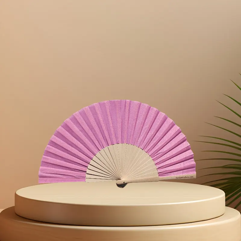 Ventilador de mano de bambú personalizado con precio al por mayor de alta calidad Ventilador de mano plegable de seda con impresión de dos lados