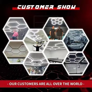 Luce a griglia esagonale rettangolare personalizzabile 6500K luce a nido d'ape esagonale moderna lampada da soffitto del garage del negozio di auto - Product Image 6