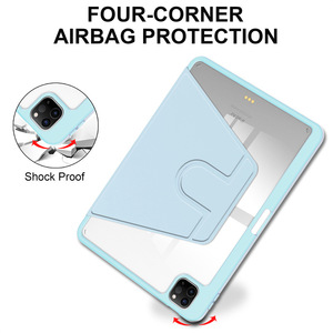 IPad Pro11インチ2024レザースマートカバークリアバックシェル用の売れ筋360度回転タブレットケース - Product Image 5