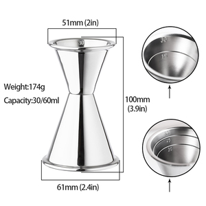 RTS özel Logo 304 paslanmaz çelik japon Jigger kalınlaşmış çift katmanlı 30ml 60ml altın Bar aracı barlar için - Product Image 2