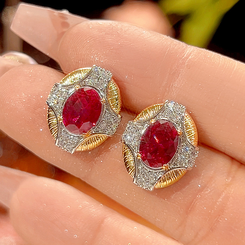 Red corundum earrings