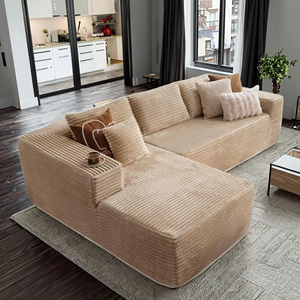 Modern l-şekil modüler bulut kanepe seti evcil hayvan dostu kadife kumaş sünger dolu depolama osmanlı daire için abd - Product Image 4