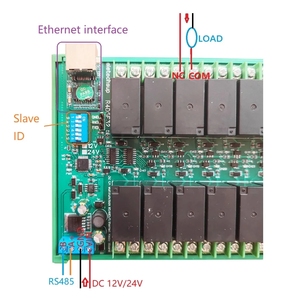 32Ch 20A Módulo de relé Ethernet/RS485 de alta corriente RJ45 LAN WAN Puerto de red TCP/IP Modbus Slave 12V 24V PLC IO Board - Product Image 3