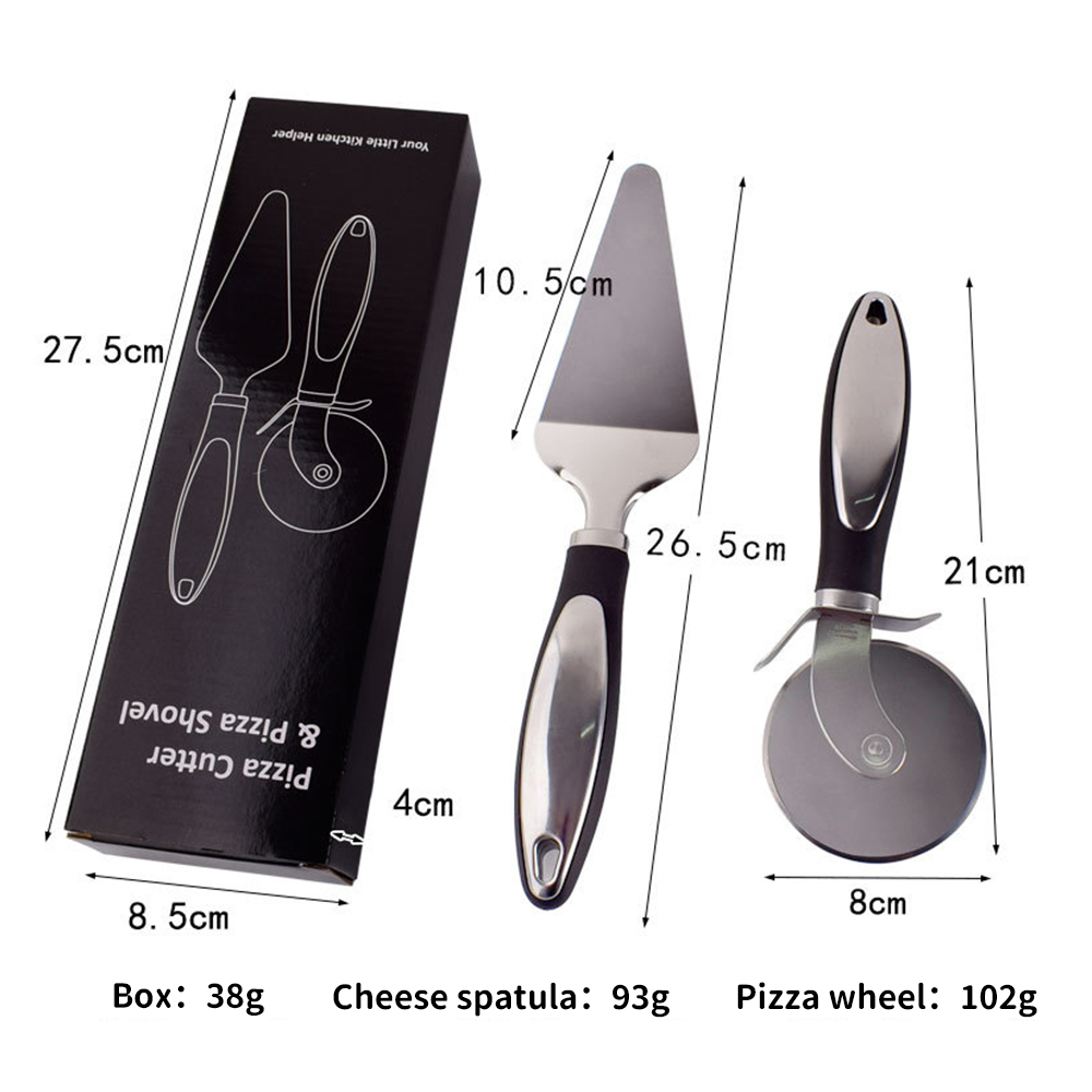Pizza cutter cheese shovel with box