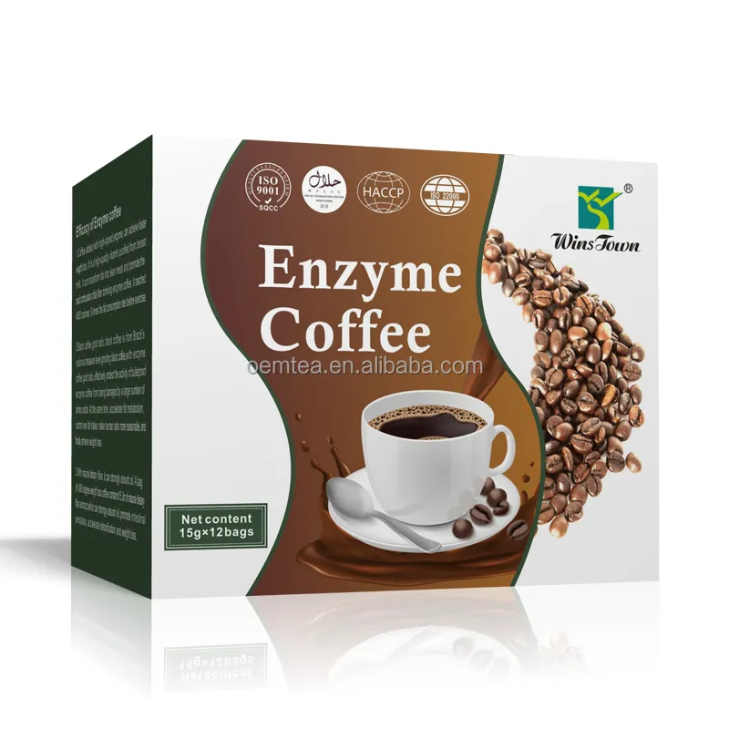 Enzima de fibra dietética natural OEM, grano de riñón blanco, café negro, quema rápida de grasa, adelgazante, pérdida de peso, enzima para perder peso, café