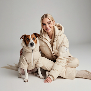खुशी डिजाइनर लक्जरी कुत्ते के नीचे जैकेट विंडप्रूफ और वाटरप्रूफ आउटडोर यात्रा गर्म और आरामदायक मालिक पालतू जैकेट सेट - Product Image 5