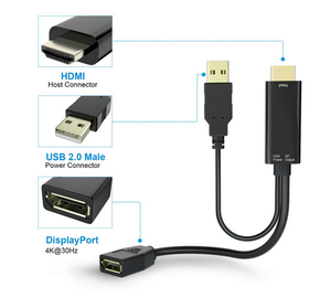Adaptador de displayport hdmi a displayport, cable con USB 2,0 de alimentación hdmi macho a dp hembra para Monitor hdtv