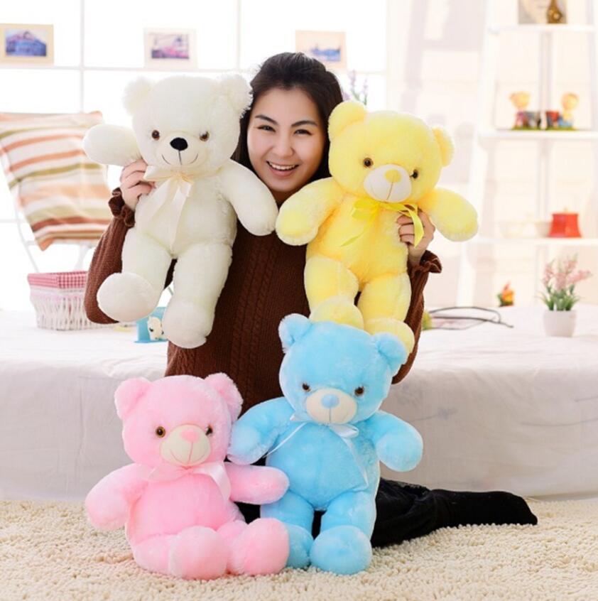 30cm luminous plush toys light up led colorful glowing teddy bear stuffed animal doll kids christmas gift