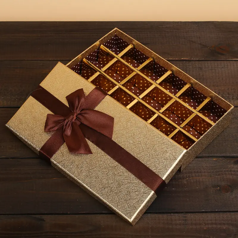 Custom Luxury Retail Packaging Caixa De Presente De Chocolate Para Chocolate Com Fita