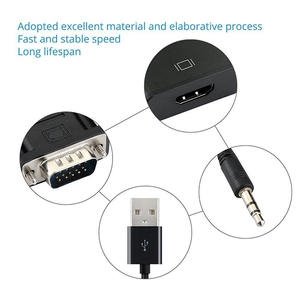 Adaptador convertidor de cable 1080P USB con cable de alimentación de audio Chaqueta de PVC Entrada VGA para salida para HDTV y proyectores domésticos