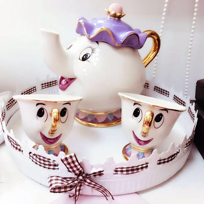 Creativo Cartoon teiera Set da caffè e tè Mrs Potters Chip teiera tazza zuccheriera Set con confezione regalo