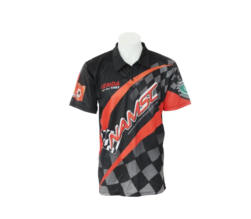 Polo d'équipe personnalisé de haute qualité, sublimation, pour course de sport motorisée,