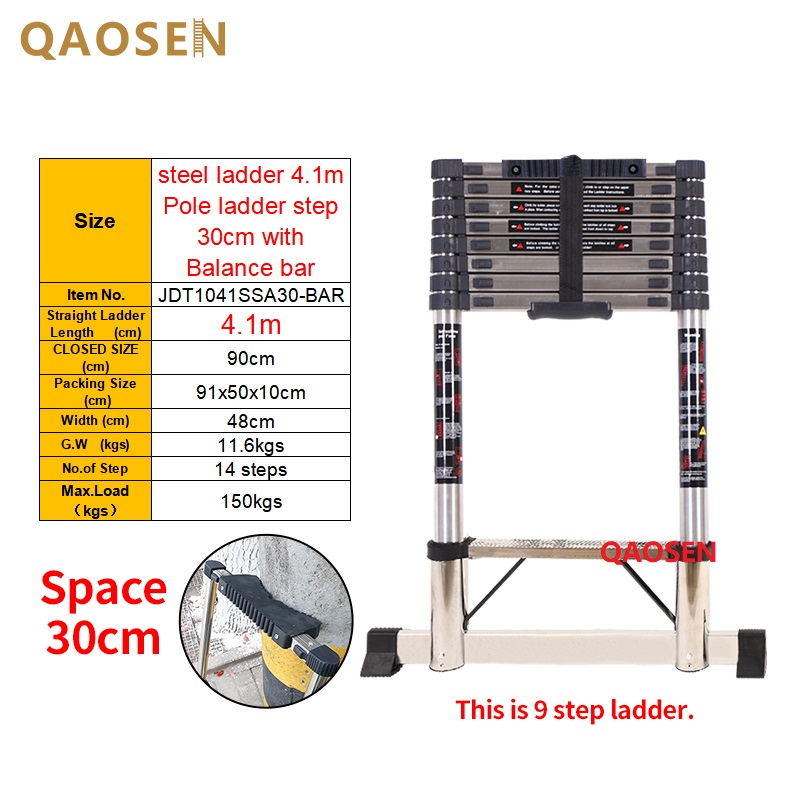 steel ladder 4.1m Pole ladder step 30cm with Balance bar