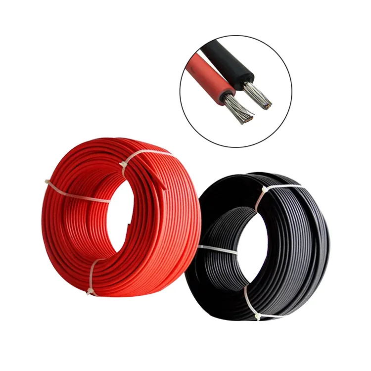 SUYEEGO PVC insulated copper wire electric wire pv solar cable 100m black red 6mm 4mm Solar cable connector for solar energy sys