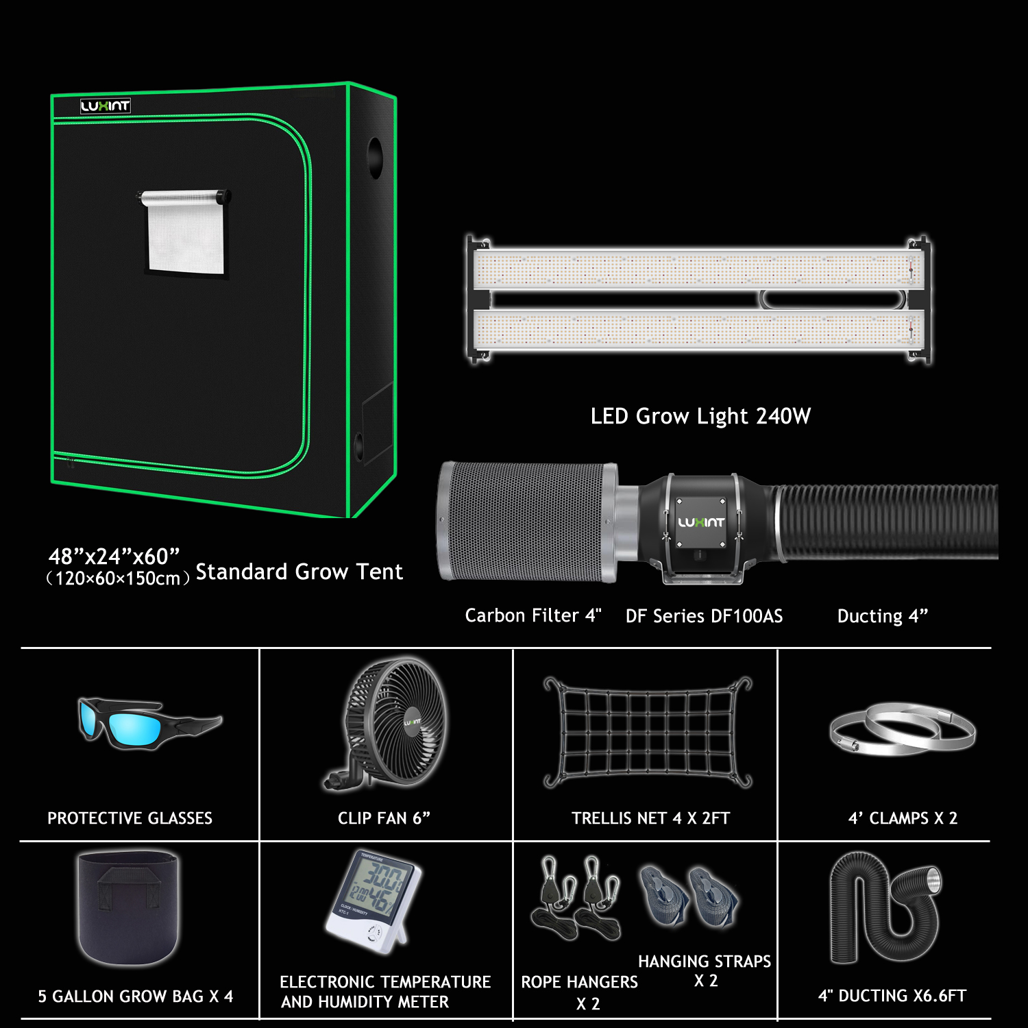 4x2ft tent +240w grow light kit set