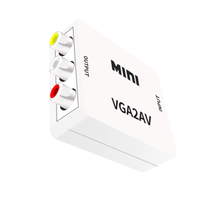 Mini caja blanca pequeña VGA2AV convertidor de medios VGA a RCA audio y video VGA a AV adaptador AV a VGA para TV antigua
