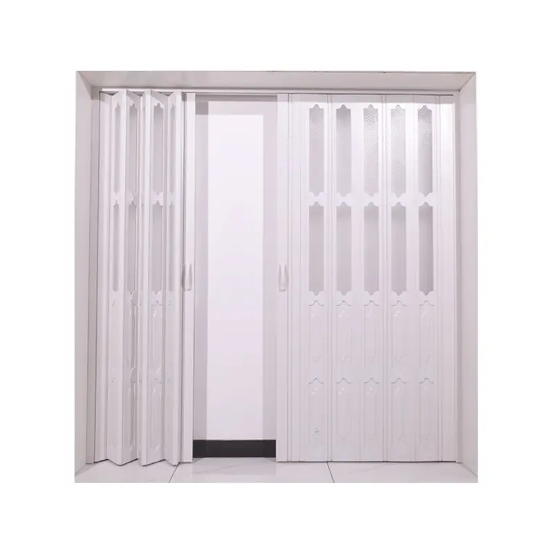 Puerta corredera plegable de PVC exterior moderna, diseño de baño a precio competitivo con característica impermeable para uso en baños interiores