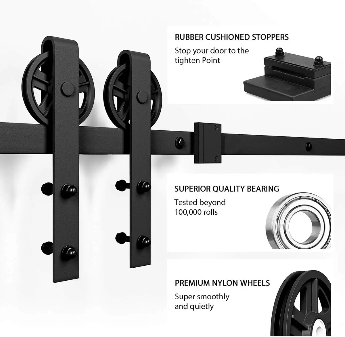 double soft closing 8 wheel sliding door hardware kit for bathroom  living room kitchen room