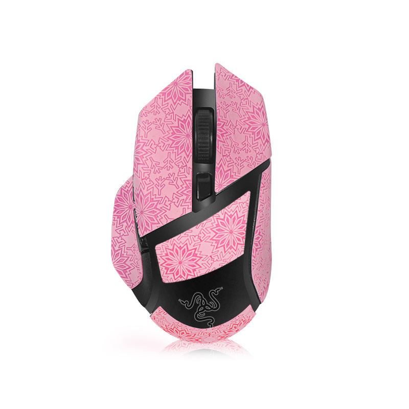 1PCs todo incluido Pegatina de ratón-Patrón de nieve rosa