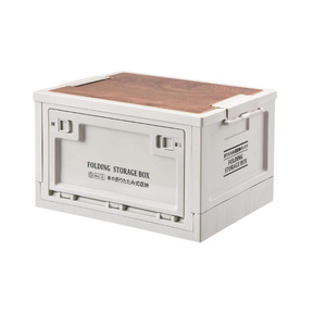 屋外旅行収納用木製カバー付き多機能ポータブル折りたたみ式キャンプ収納ボックス - Product Image 1