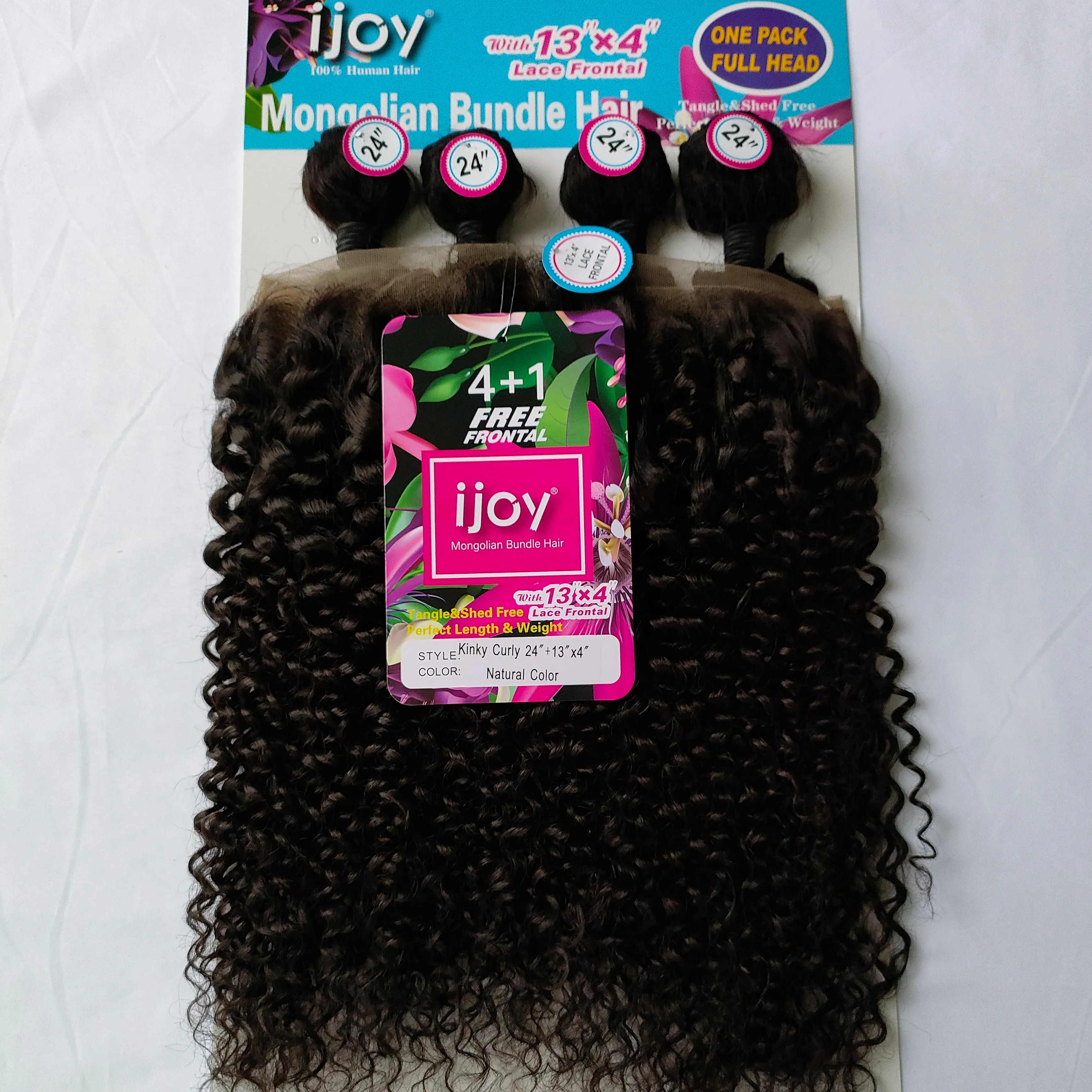 Vente en gros Paquets de cheveux mélangés avec fermeture 4x4 Ensemble de mèches brésiliennes couleur naturelle frisée pas cher pour femmes noires