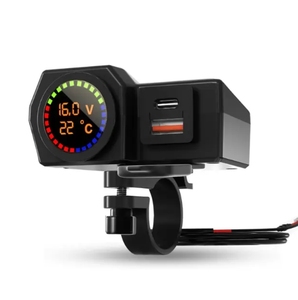 <strong>One</strong> to Three Motorcycle <strong>Charger</strong> Voltage and Temperature Digital Display Dual USB Mobile Phone <strong>Charger</strong> PD <strong>Charger</strong> for Motorcycle - Product Image 1