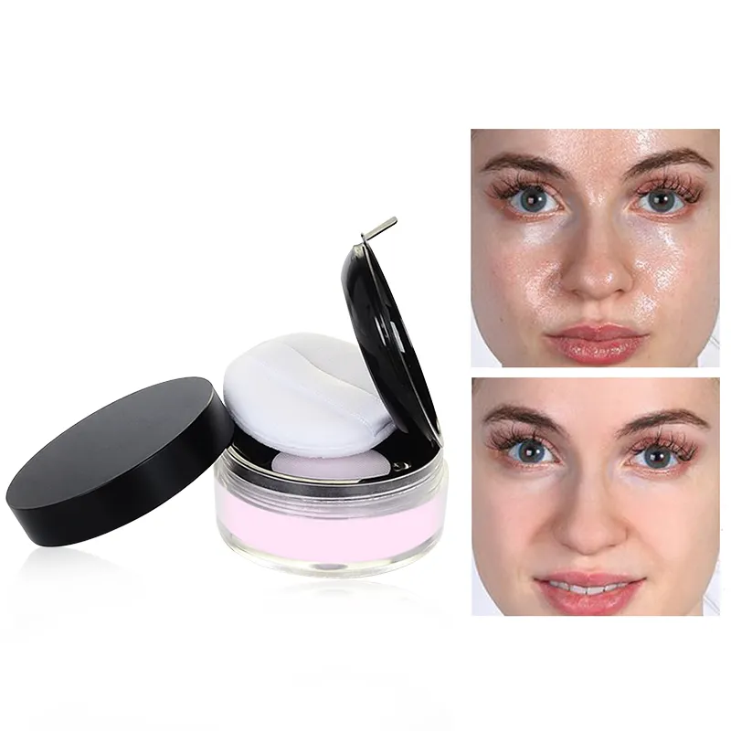 Base de maquillaje con etiqueta privada, polvo suelto translúcido resistente al agua con control de aceite en 8 colores