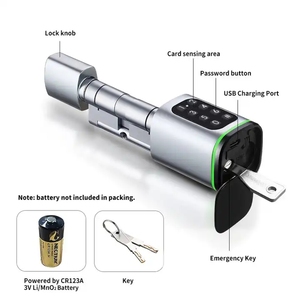 Euro Standard Smart Cylinder With Ttlock Tuya <strong>Blue</strong> Tooth App Adjustable Cylinder Size Electronic Password Card <strong>Key</strong> Smart <strong>Lock</strong> - Product Image 3
