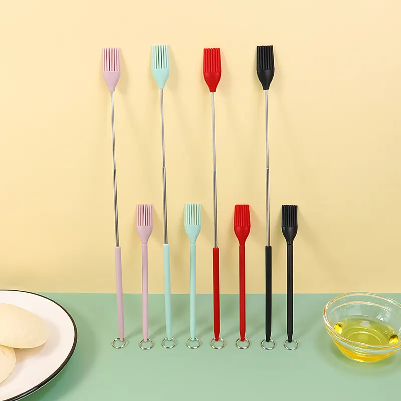 Pincel de silicone telescópico para cozinha, resistente ao calor, para churrasco, bolo, geladeira, pincel para cozinhar churrasco