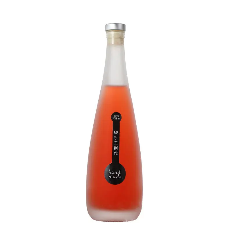 Bottiglia di Champagne in vetro addensato smerigliato da 330ml bottiglia di vetro di vino rosso d'uva bottiglia di vetro di vino di riso autoprodotta