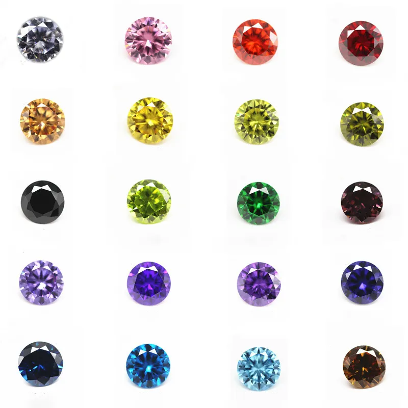 Wholesale Mwin Gemstone Hot Sale 59 Colors Cubic Zirconia 7A Colorful CZ Stone Round Cut Cubic Zirconia Jewelry Accessories