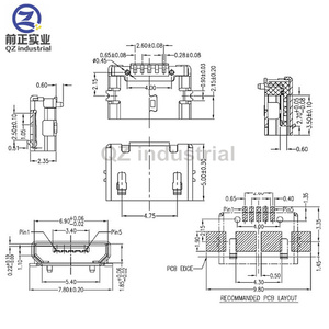 QZ คุณภาพสูง SMT มินิหญิง SMD USB อินเทอร์เฟซ Android V8 ตัวเชื่อมต่อ Micro USB 5P - Product Image 4