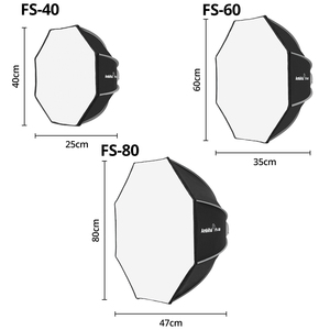 Ambitful FS40/60/80cm Quick Installation Deep Mouth Octagonal Soft Box for Godox <strong>Flash</strong> <strong>Flash</strong>