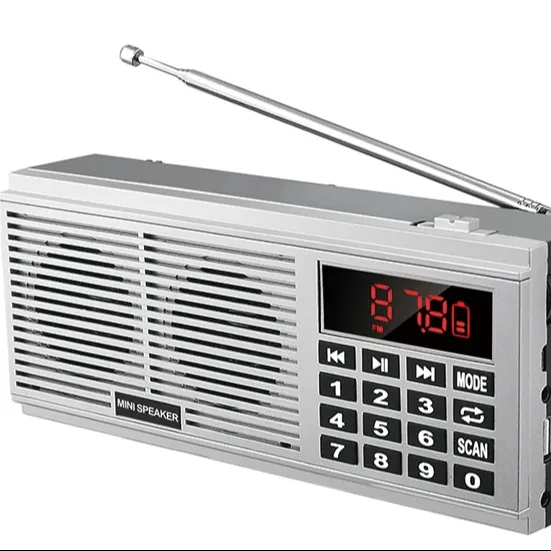 Супер бас стерео портативный AM/FM радио L-518 с TF USB AUX светодиодный дисплей 2*1200 мАч аккумуляторная батарея