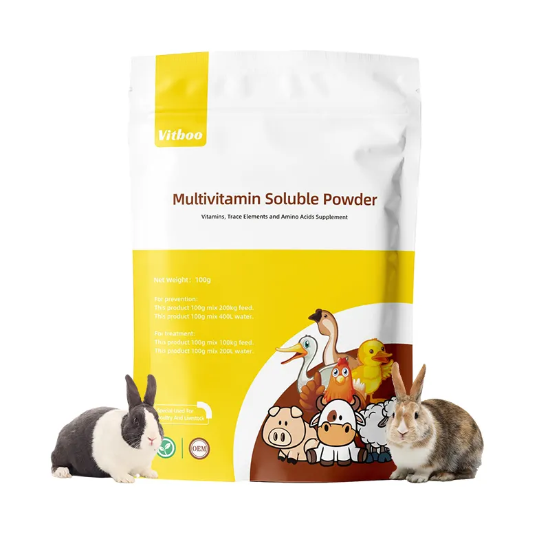Coniglio multivitaminici solubili polvere tagliaerba vitamine e minerali per la nuova zelanda conigli immunità promotore coniglietto vitamine