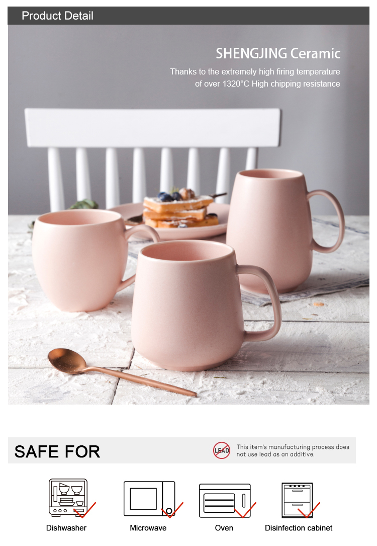 Bulk Ceramic Coffee Cup Custom Matte Glaze Pink Ceramic Mug
