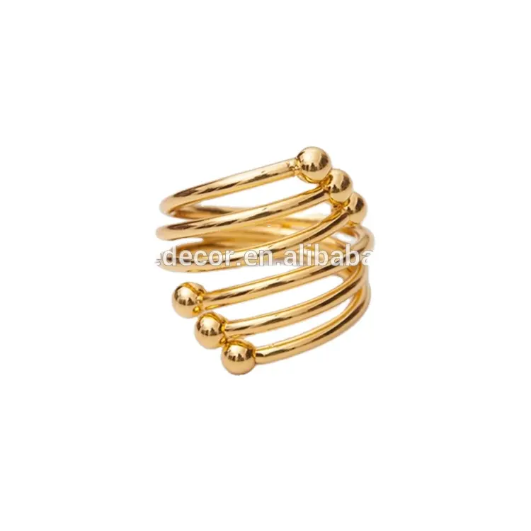 Anéis de guardanapo dourado para casamento, metal em aço inoxidável elegante anéis de guardanapo para decorações de mesa de casamento