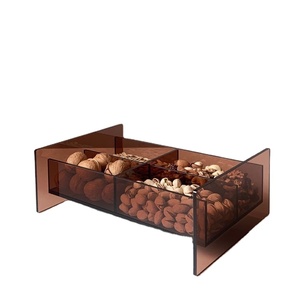 LS Royal acrylic food storage box 4 grids for plexiglass <strong>dark</strong> color nuts Peanut Walnut <strong>display</strong> case with lid - Product Image 3