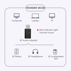 USB BT5.0 беспроводной аудио адаптер портативный передатчик и приемник 15 м рабочее расстояние низкая задержка без установки драйвера - Product Image 5