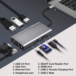 Hochwertige tragbare 10-in-1-Typ-C-Dockingstation USB C-Netzwerks chnitt stelle VGA HD USB-Hub 3 0 Dock für Laptop-Computer - Product Image 5