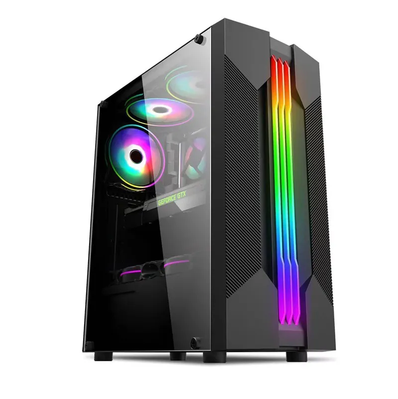 PC Desktop Computer custodie ATX schede grafiche Case Frame Server Set completo con luce a LED e ventola RGB per custodie per Computer e Tower