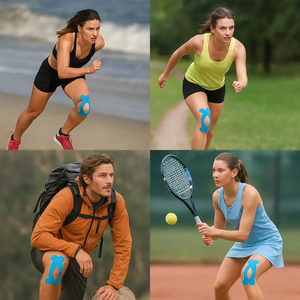 Plester lutut pra-potongan 12 10 Pak pita atletik bebas lateks untuk pereda nyeri lutut dan dukungan Hypoal Lergenic - Product Image 3