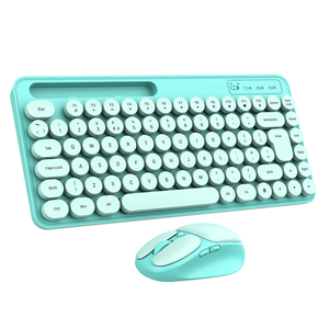 Mini lindo teclado inalámbrico y ratón Combo redondo Keycap niños colorido teclado con soporte para tableta de teléfono para computadora portátil - Product Image 2