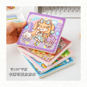 可爱创意网格备忘录计划笔记本100床单方形学生文具学生纸套批发 - Product Image 1