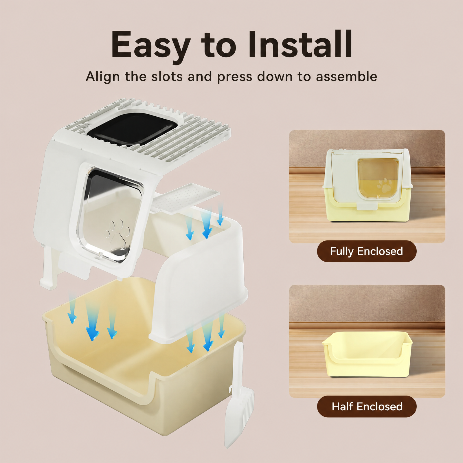 Cat litter box base-semi-enclosed